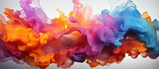 Abstract background of colorful ink in water. Ink swirling in water.