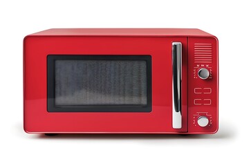 Fototapeta premium Red microwave oven isolated on white background