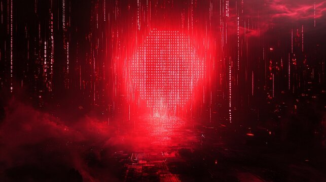 Abstract binary code matrix rain effect digital network cyber world background