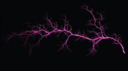 Luminescent Fuchsia Fractal Branches in Cinematic Darkness - Ultra-Detailed Abstract Geometry Silhouette\