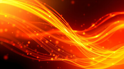 Obraz premium A wave of energy flowing gracefully across a dark background. Abstract Gold Waves. Abstract golden wave of particles on dark background.