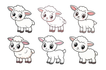 A Bundle of Cute Baby Lamb Vector Cartoon Illustrations Easter Day