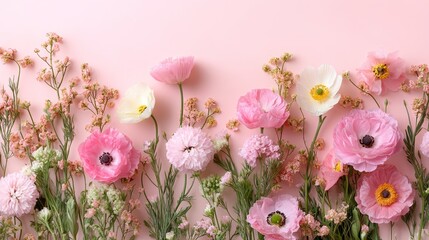 Fototapeta premium Delicate Pink Floral Arrangement Botanical Photography Pastel Flowers