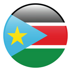 Fototapeta premium South Sudan flag. South Sudan circle flag 3d logo icon computer vector illustration design