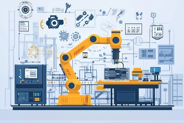 Manufacturing hub equipped with futuristic RPA 2.0 technology for streamlined task distribution.