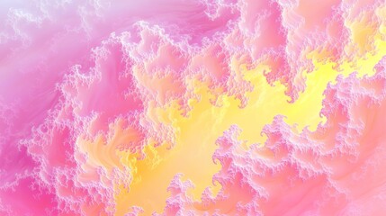 Vibrant Fractal Wave with Distorted Edges in Pink and Yellow Hues - Cinematic Abstract Background