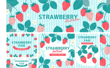 イチゴのイラストのテンプレートセット_6