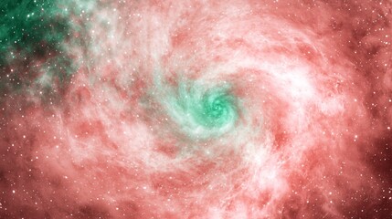 Fototapeta premium Cosmic Elegance: Vibrant Swirl of Bubblegum Pink and Emerald Green Galaxy - Ultra-Detailed Cinematic Image