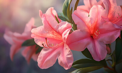 Fototapeta premium Bright Pink Azalea with Lifelike Texture and Radiant Highlights, Showcasing the Vibrancy of Nature’s Beauty
