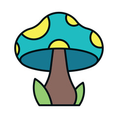 Vibrant fantasy mushroom illustration