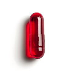 Red pill on white background