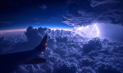 Airplane Storm View, Navigating Through Swirling Clouds for an Intense and Dramatic Aerial Experience