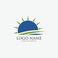 Sun logo, sunset, nature logo fully editable vector template