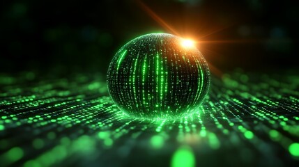 Glowing Sphere of Binary Code Data Streams