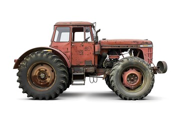 Obraz premium Red Tractor isolated on white background