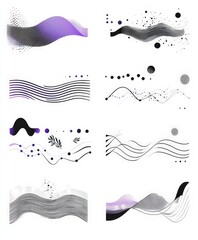 Obraz premium Abstract Wave Patterns in Black and Purple Shades for Design Use