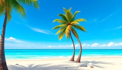 Obraz premium Vibrant Beach Escape: Sunlit Shores with Space for Your Message