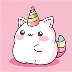 Adorable Cat Unicorn Character Design Illustration