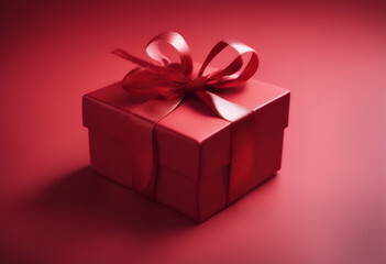 Obraz premium background gift s valentine box red christmas day monochrome minimal present topview ribbon bow surprise colours symbol holiday birthday love greeting card premium