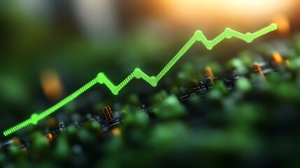 Green Upward Trending Data Graph Showing Growth