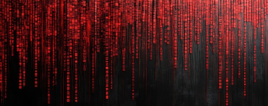 Cyber Attack Visualization Shattered Binary Codes and Red Warning Symbols Illustrating the Impact of Data Breaches, System Failures, and Network Intrusions This striking image depicts the