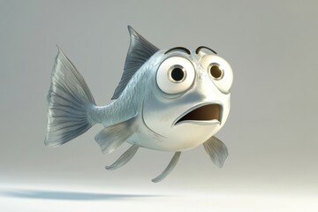 A Surprised Cartoon Fish Displays Wide Eyes