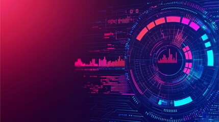 A vibrant digital interface displaying colorful graphs and data visualizations against a dark background, indicative of advanced technology.