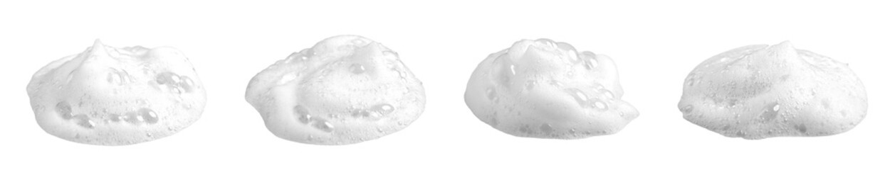 Shaving foam set, shampoo or shower gel, white background, textured and contrasting background.