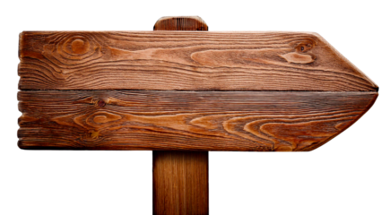 old wooden triangle shape signage with detailed texture isolated on white background