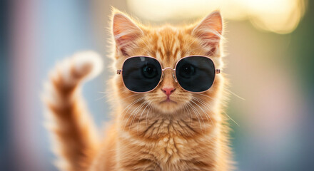 Fototapeta premium Kitten with Oversized Square Sunglasses
