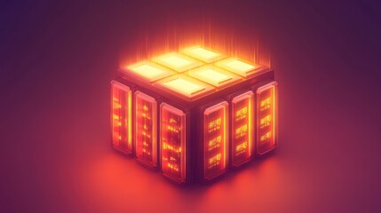 Obraz premium Glowing server cube data center energy futuristic