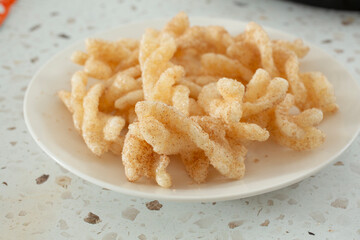A view of a plate of cinnamon twists.