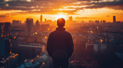 city, sunset, lonely, bright 