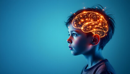 Child's Brain with Neural Network Visualization.