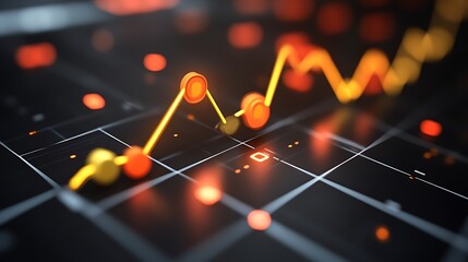 Abstract glowing graph displays upward trend