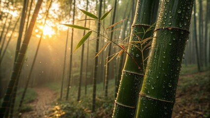 Surreal Bamboo Forest: Golden Hour Macro Photography - Nature's Serenity