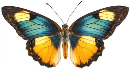 Obraz premium Tropical butterfly wings spread, isolated studio shot, white background, nature print