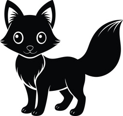 Silhouette illustration  of A cute baby Fox 