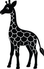 Silhouette illustration of A cute baby Giraffe 