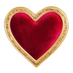 A heart-shaped picture frame ornament with a soft velvet texture and a gold edge