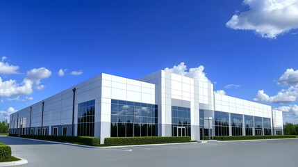 Obraz premium Future-Ready Manufacturing A Sleek Industrial Facility Under Clear Skies