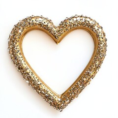 Obraz premium A heart-shaped picture frame with a metallic gold finish and tiny crystals