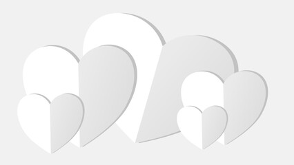 white heart shape paper cut on the gray pastel background. Space for text. blank zone for fill text or font. valentine day festival.