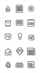 Simple outline digital icons set