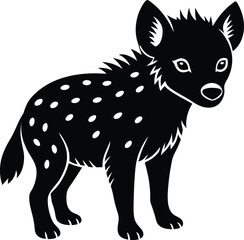 Silhouette illustration of A cute baby Hyena 