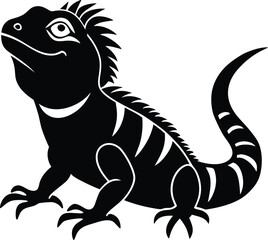 A cute baby Iguana silhouette illustration