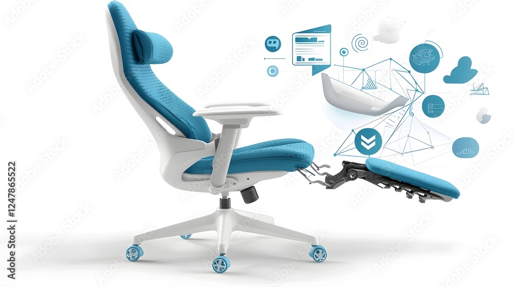 Poster Adjustable and Ergonomic Children s Study Chair with Height Function on Clean White Background  Comfortable and Modern Furniture Piece for Home Office or Classroom Learning Setup