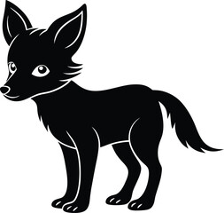 A cute baby Jackal silhouette illustration