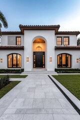 Elegant White House Exterior with Modern Architectural Design