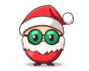 Cute Santa with Sunglasses, Cartoon Style